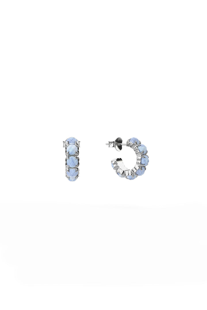 HALO CLUSTER EARRING BLUE LACE AGATE