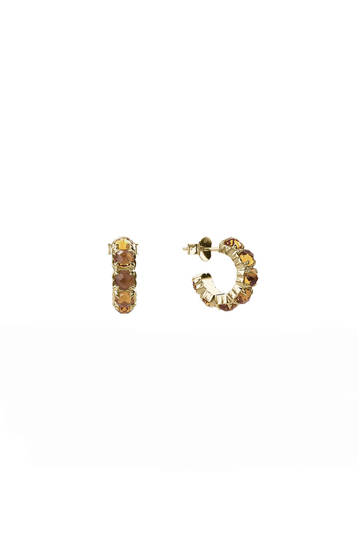 HALO CLUSTER EARRINGS CITRINE - GOLD PLATED