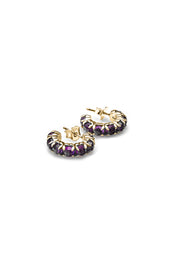 HALO CLUSTER EARRING DARK AMETHYST GOLD PLATED