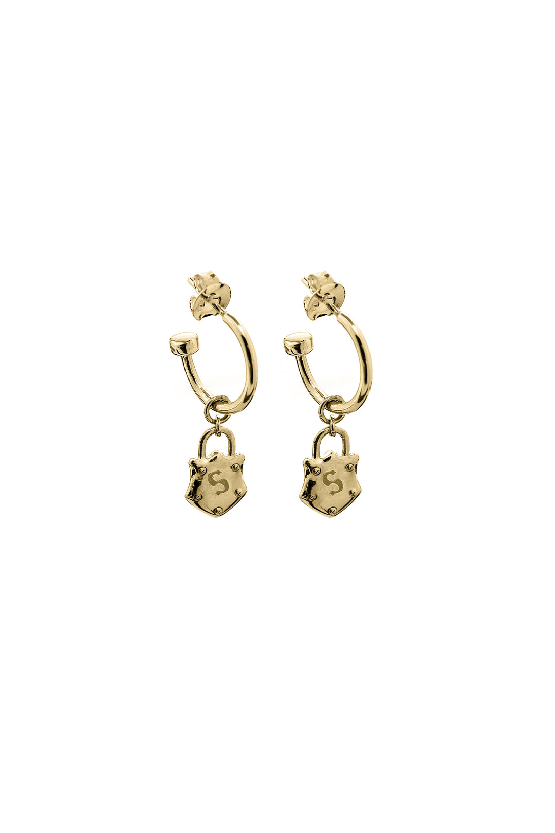 SHIELD ANCHOR EARRINGS GOLD PLATED