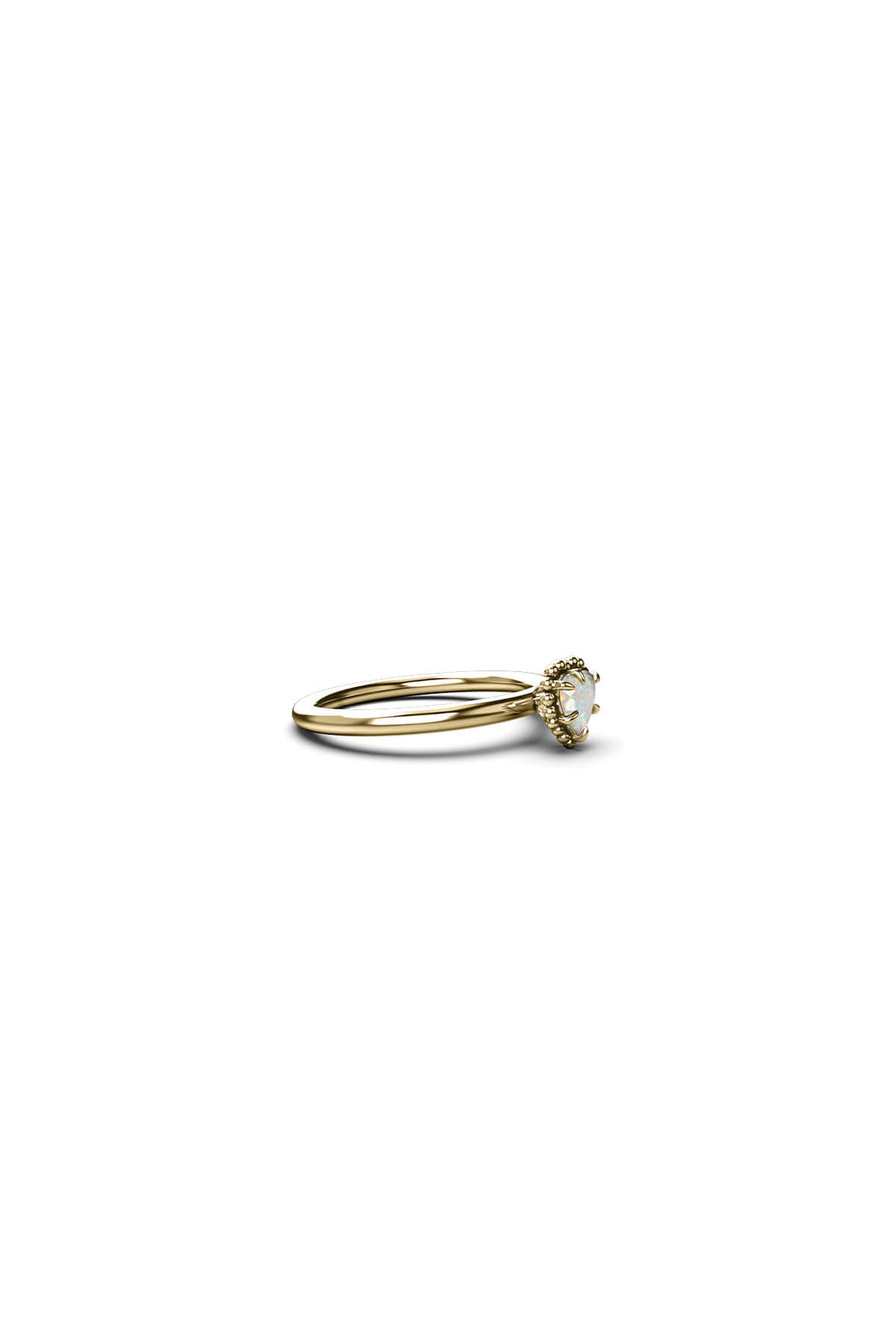 Gold ring with faceted bello opal stone