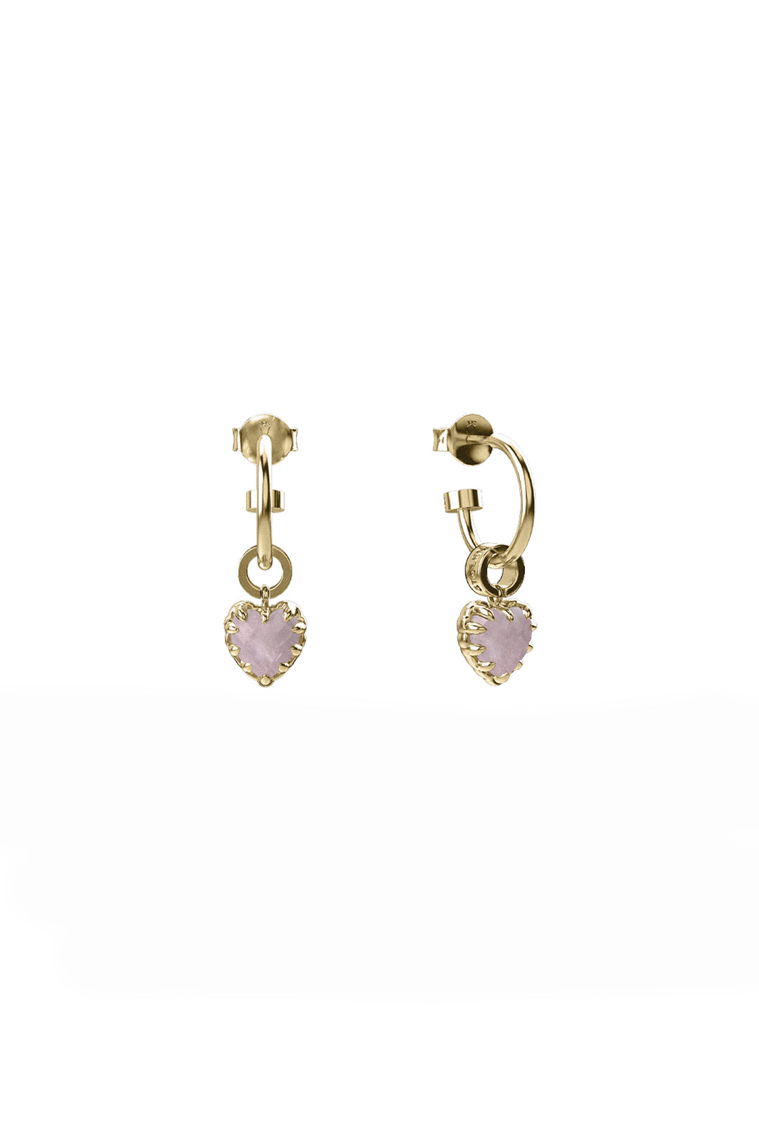 LOVE CLAW ANCHOR EARRING ROSE QUARTZ  - GOLD PLATED