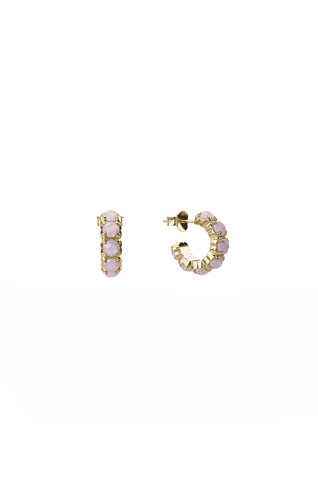 HALO CLUSTER EARRING ROSE QUARTZ- GOLD PLATED
