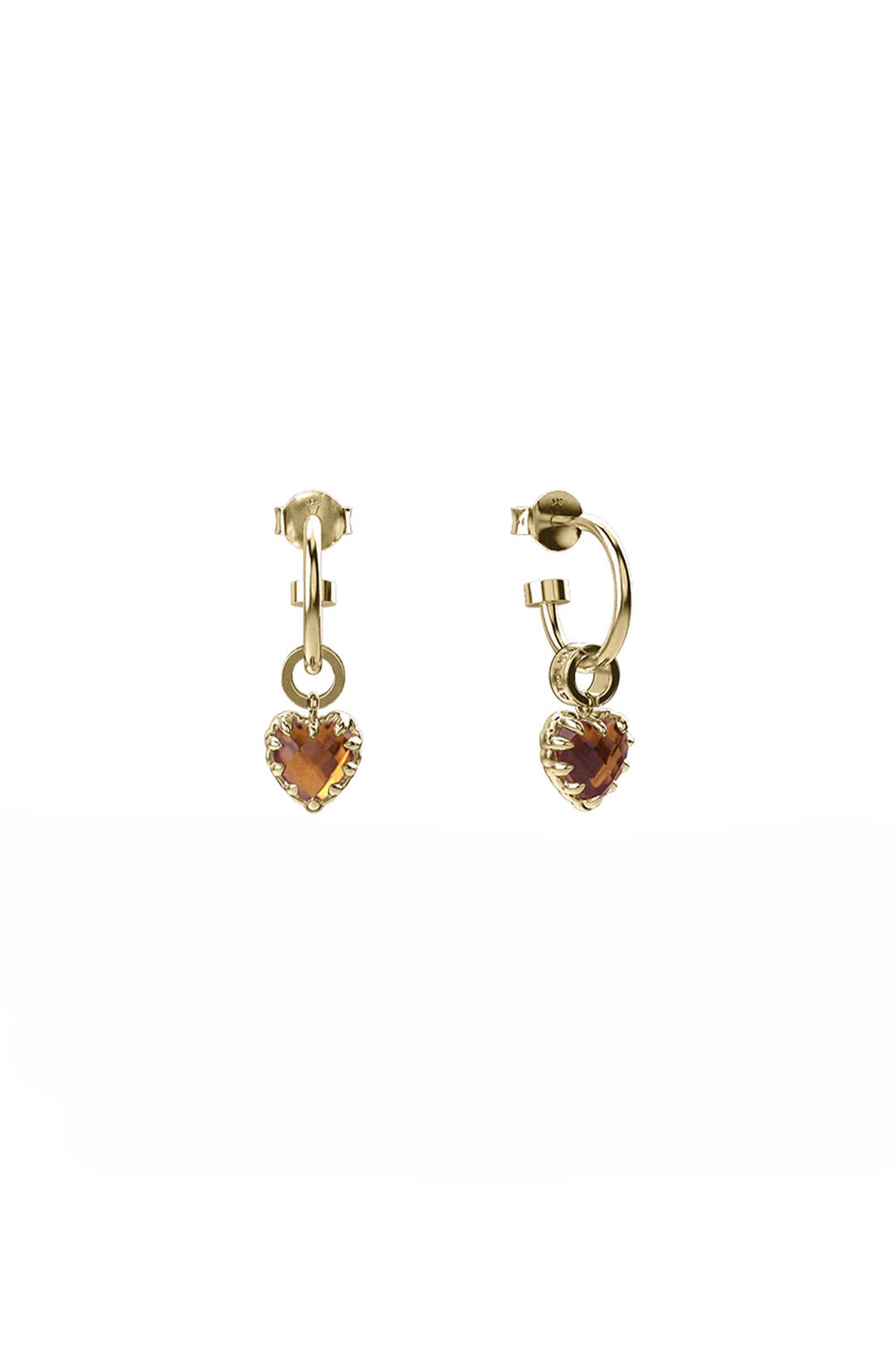LOVE CLAW ANCHOR EARRINGS CITRINE - GOLD PLATED