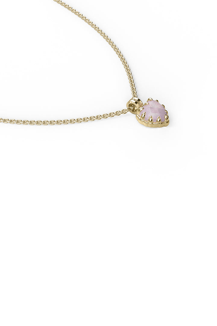 LOVE CLAW NECKLACE ROSE QUARTZ - GOLD PLATED