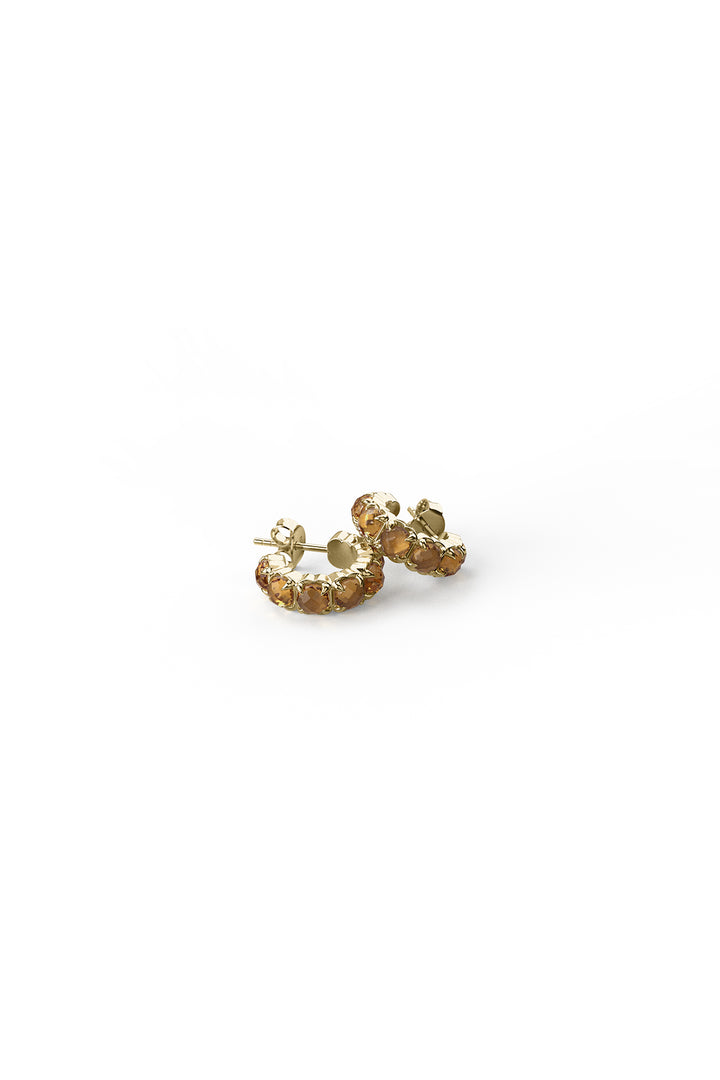 HALO CLUSTER EARRINGS CITRINE - GOLD PLATED