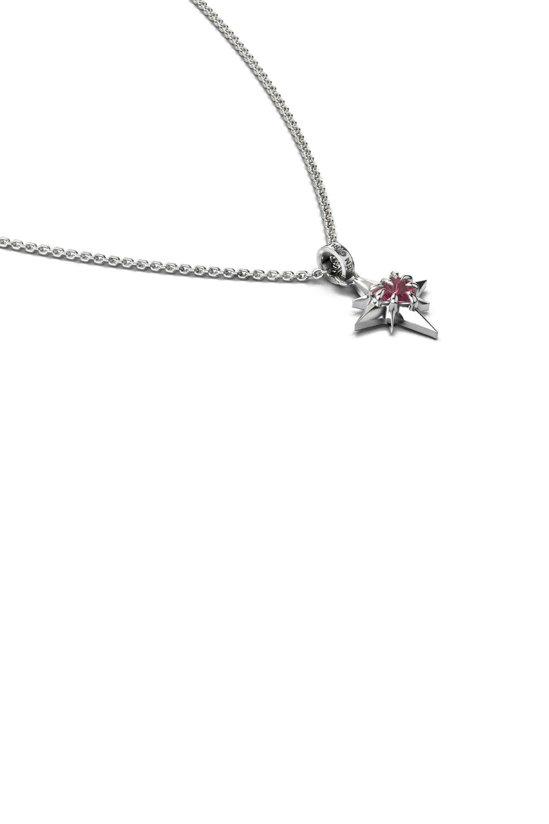 Gothic Star Necklace. Pendant Close up - Sterling Silver & Rhodolite stone - Stolen Girlfriends Club