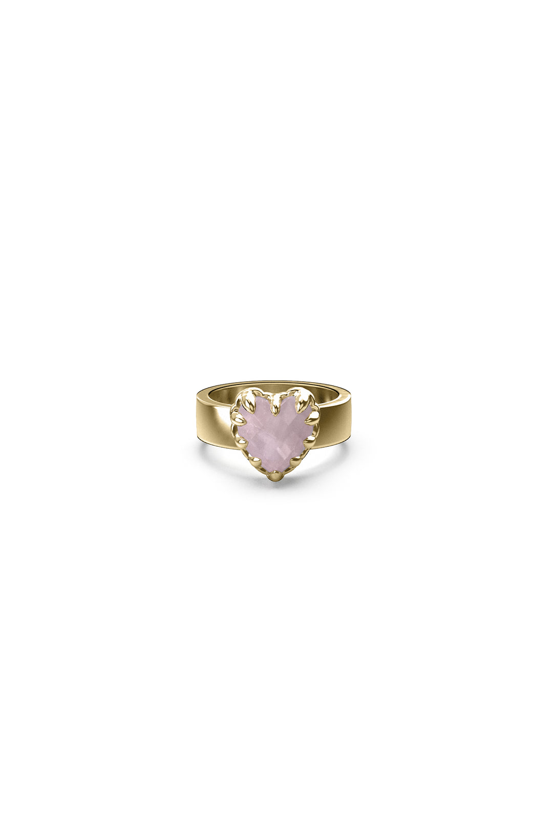 LOVE CLAW RING ROSE QUARTZ - GOLD PLATED