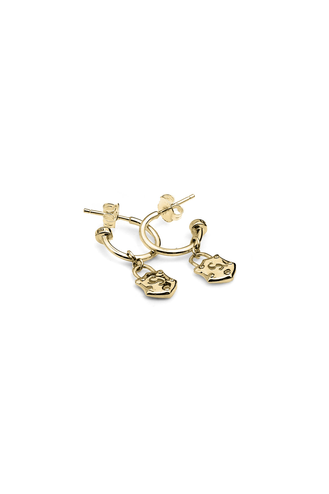 SHIELD ANCHOR EARRINGS GOLD PLATED