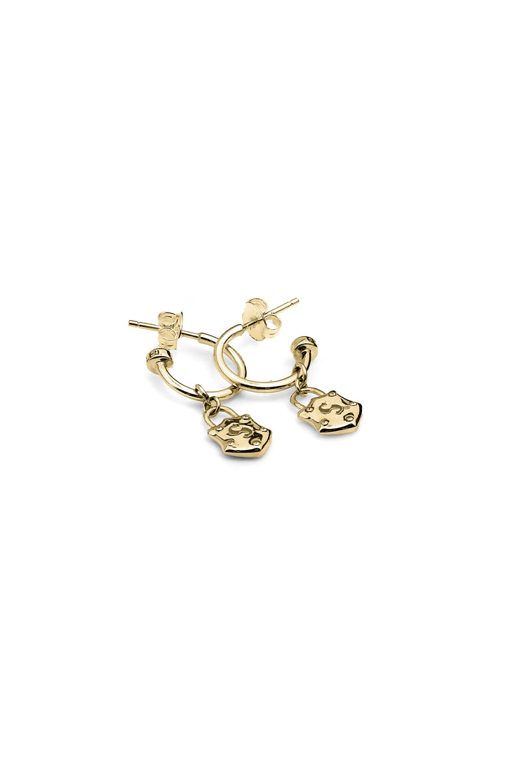 SHIELD ANCHOR EARRINGS GOLD PLATED