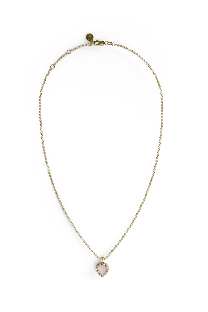 LOVE CLAW NECKLACE ROSE QUARTZ - GOLD PLATED