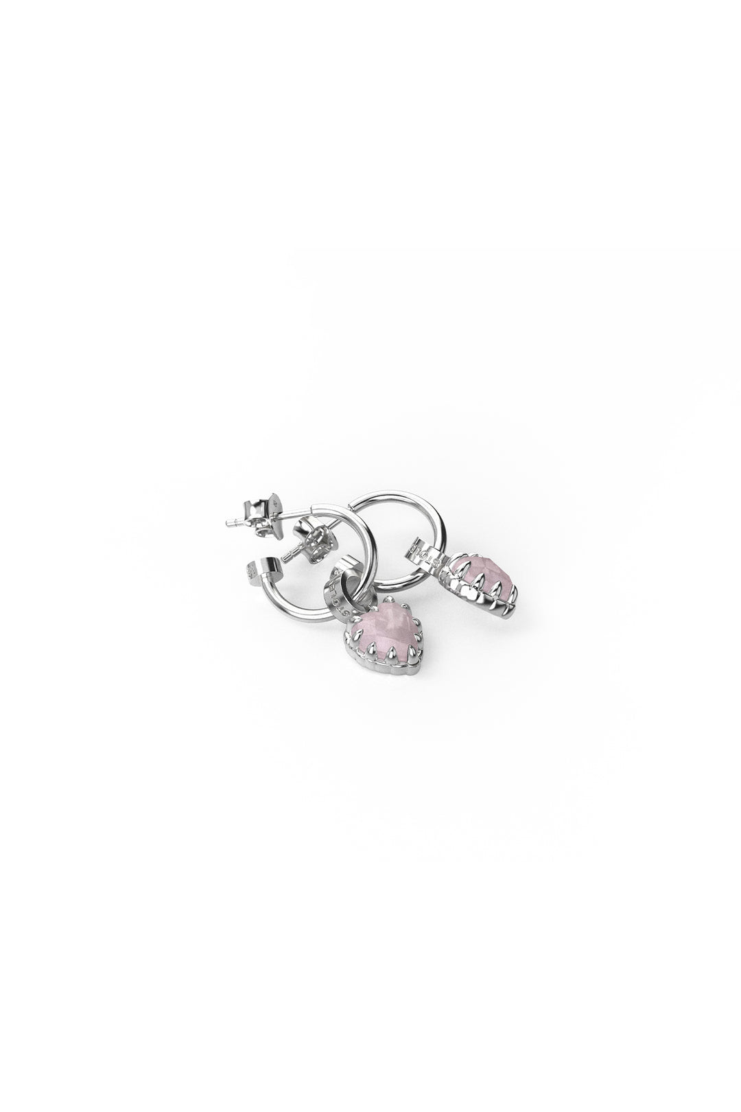 LOVE CLAW ANCHOR EARRING ROSE QUARTZ