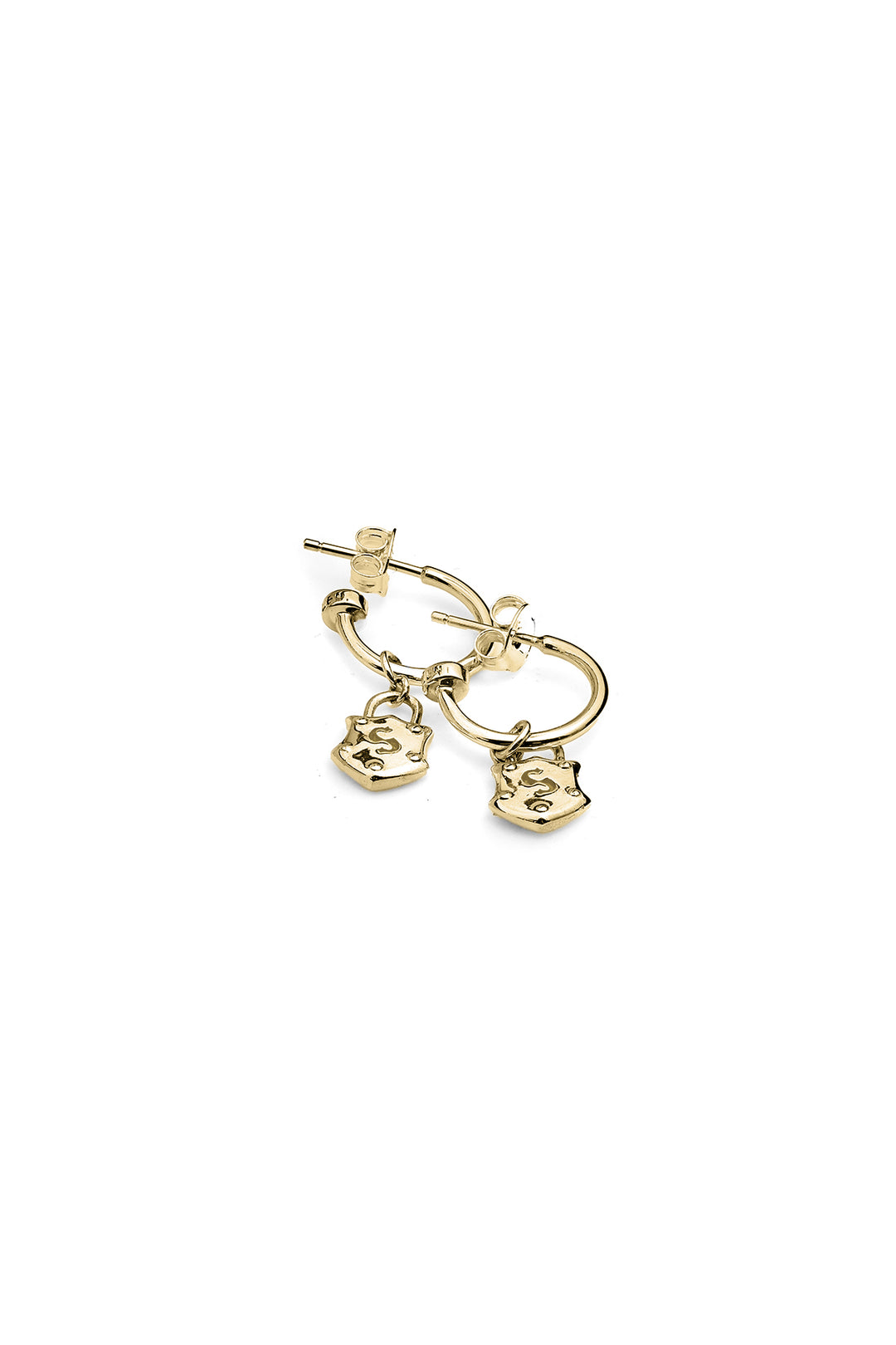 SHIELD ANCHOR EARRINGS GOLD PLATED