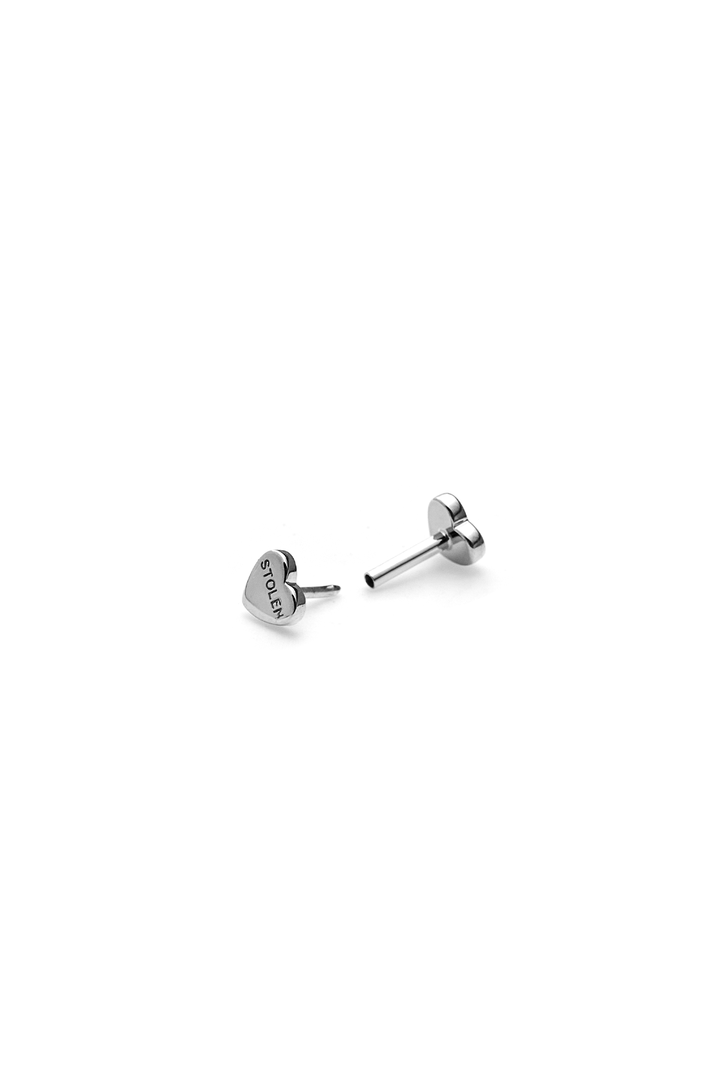 STOLEN HEART CARTILAGE SINGLE STUD - 9K WHITE GOLD