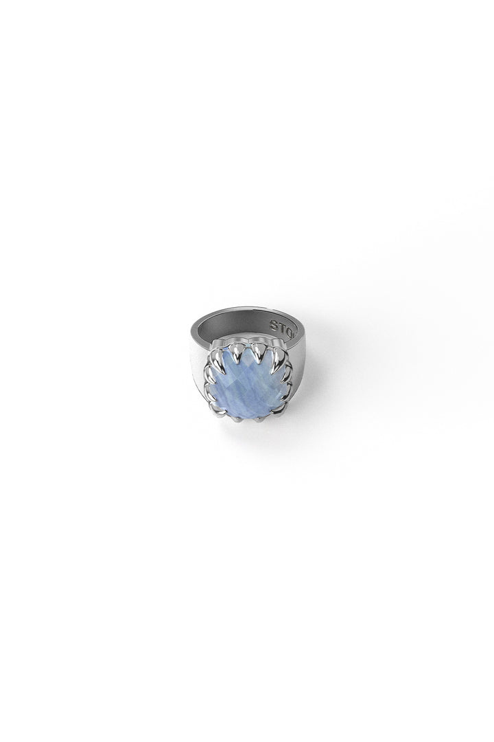 CLAW RING BLUE LACE AGATE