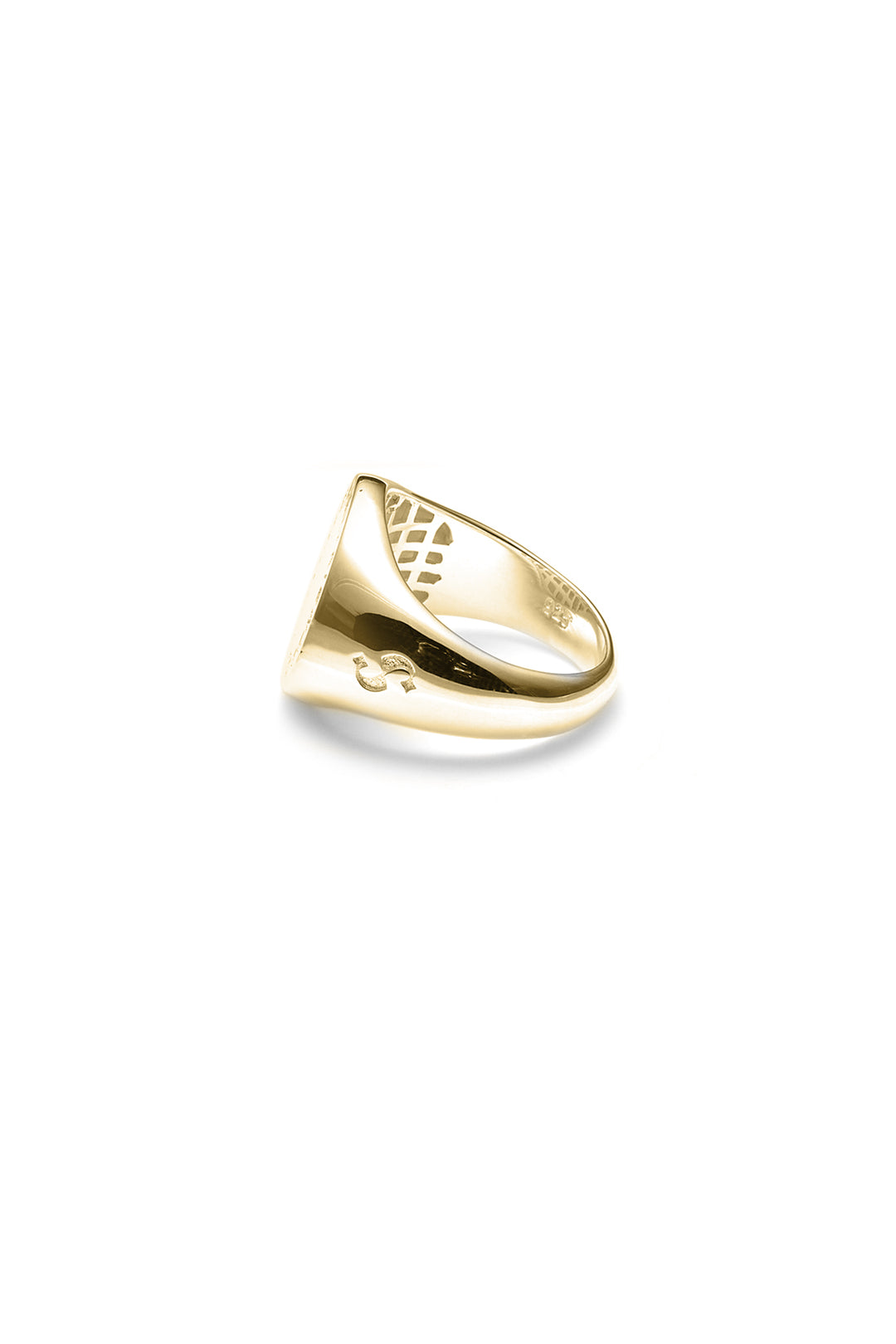 TEXT LOGO SOVEREIGN RING - GOLD PLATED