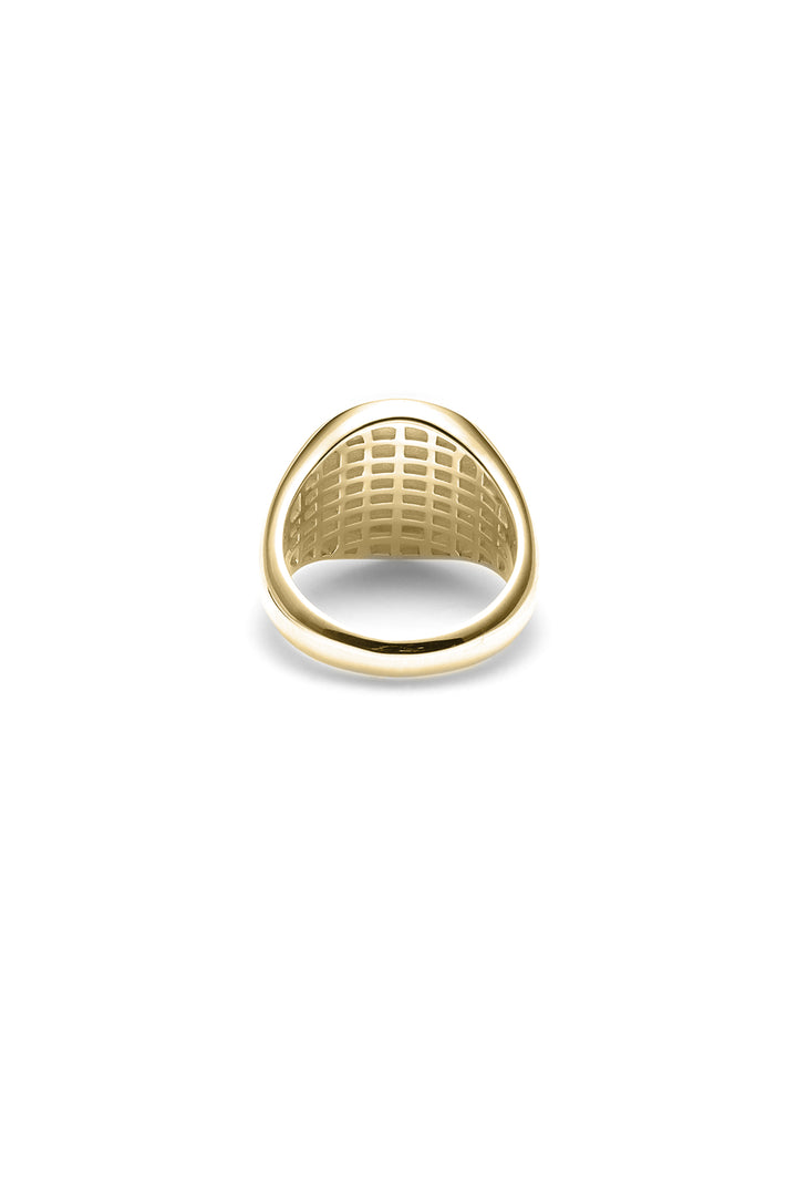 TEXT LOGO SOVEREIGN RING - GOLD PLATED