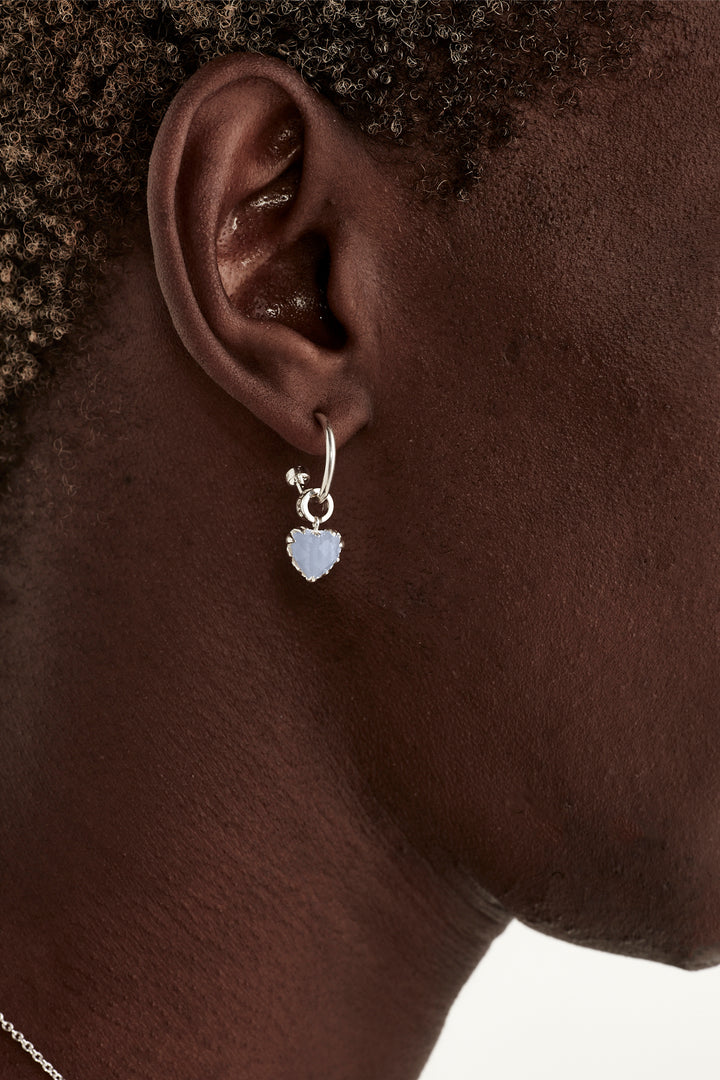 LOVE CLAW ANCHOR EARRING BLUE LACE AGATE