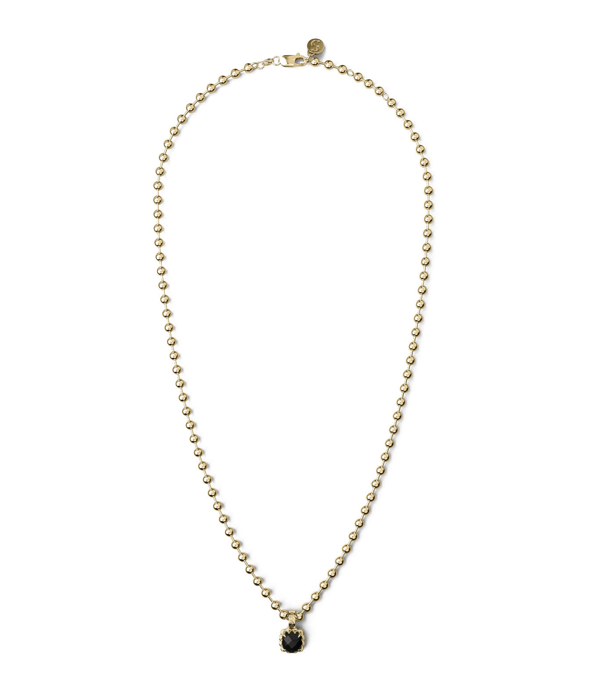 Stolen Girlfriends Club - Gold Onyx Ball Chain Pendant Necklace - 50cm