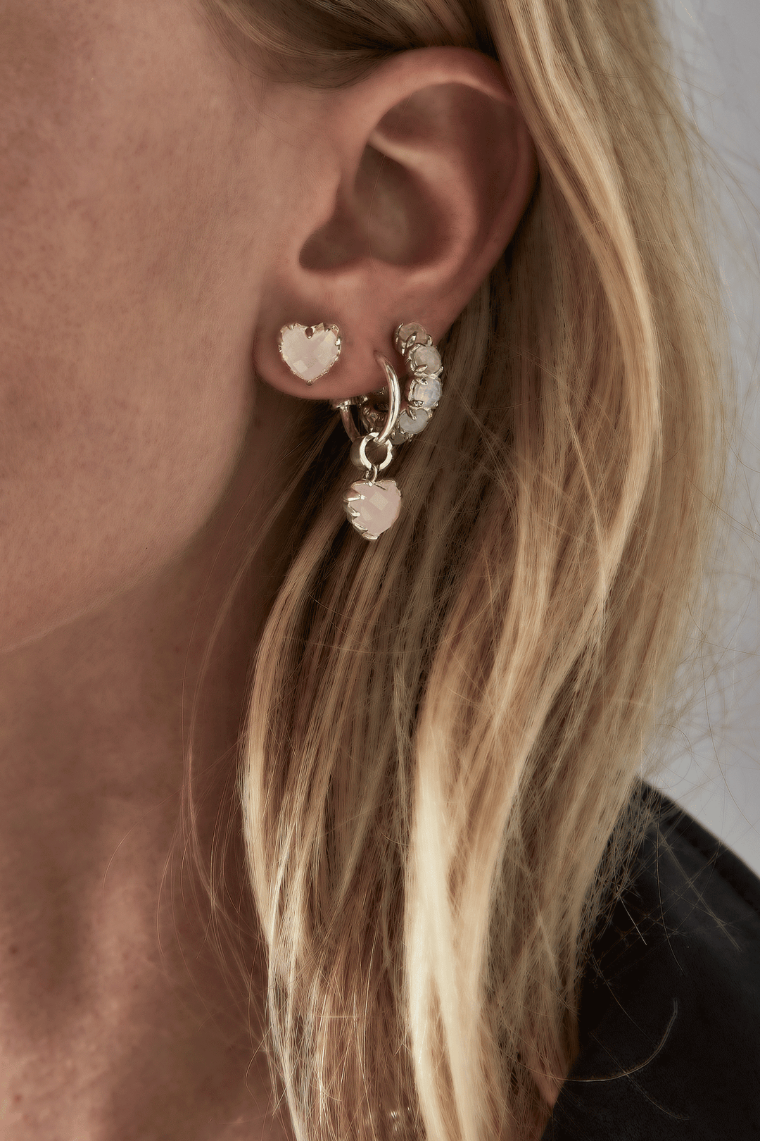 HALO CLUSTER EARRINGS ROSE QUARTZ