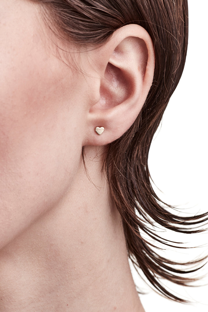 TINY STOLEN HEART EARRINGS - GOLD PLATED