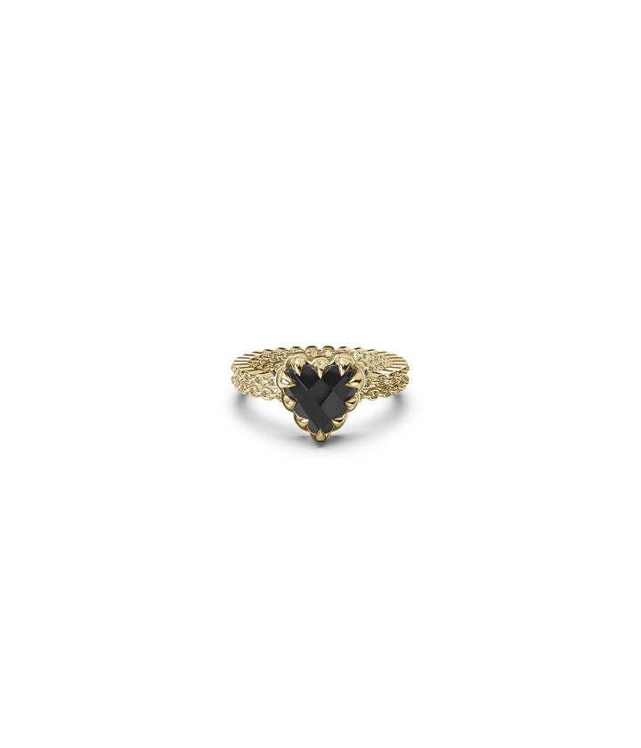 MINI LOVE CLAW RING ONYX -  18K GOLD VERMEIL