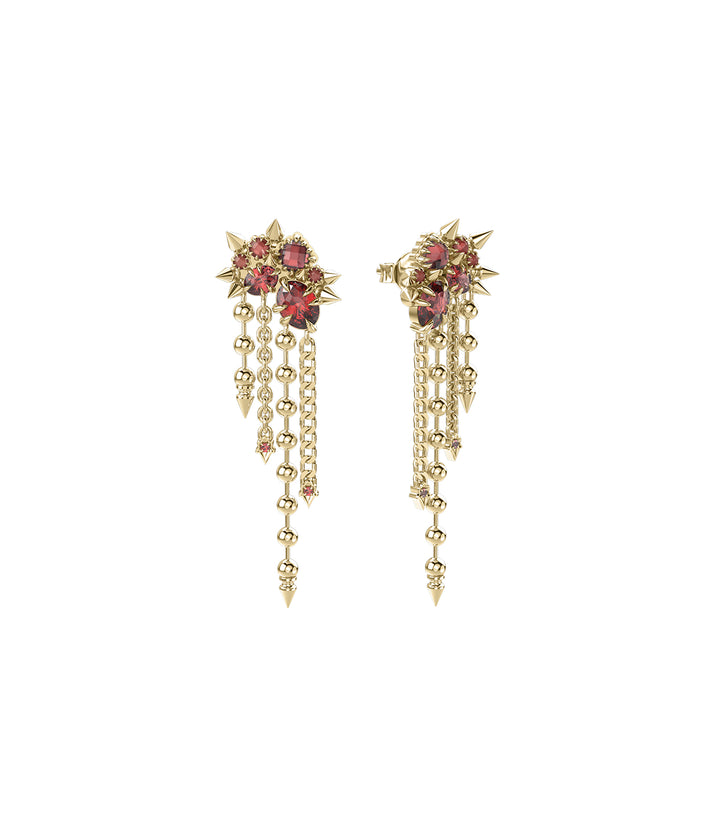 REGAL RUIN CASCADE EARRINGS GARNET - GOLD PLATED