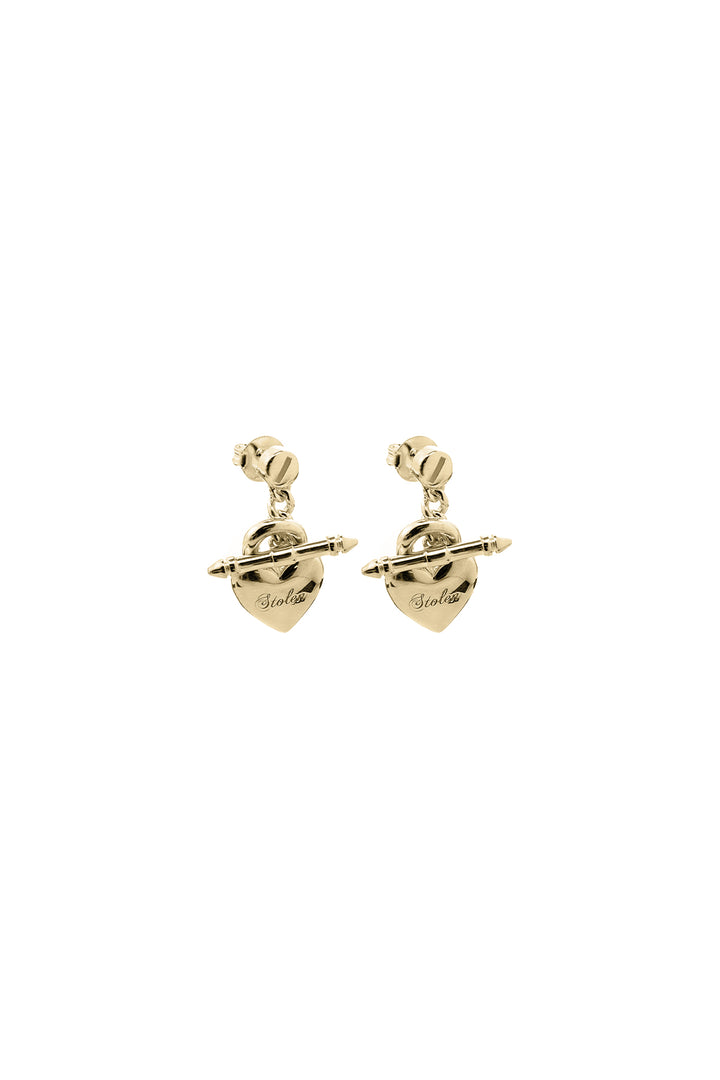 LOVE LOCKET FOB EARRINGS GOLD PLATED