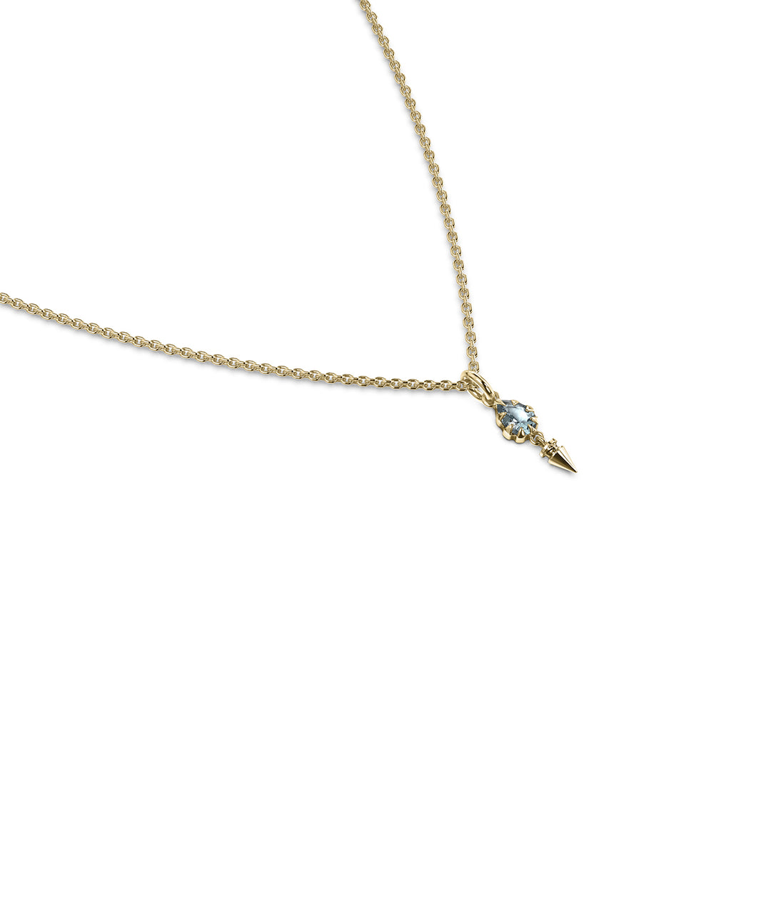 PRECIOUS PUNK DROPLET NECKLACE - SKY BLUE TOPAZ - 18K GOLD PLATED