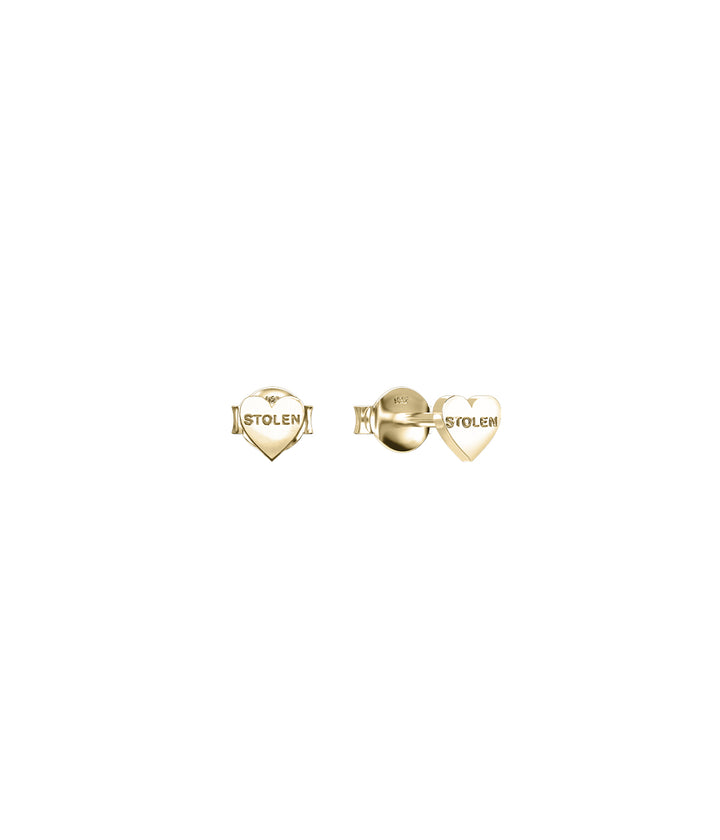 TINY STOLEN HEART EARRINGS - GOLD PLATED