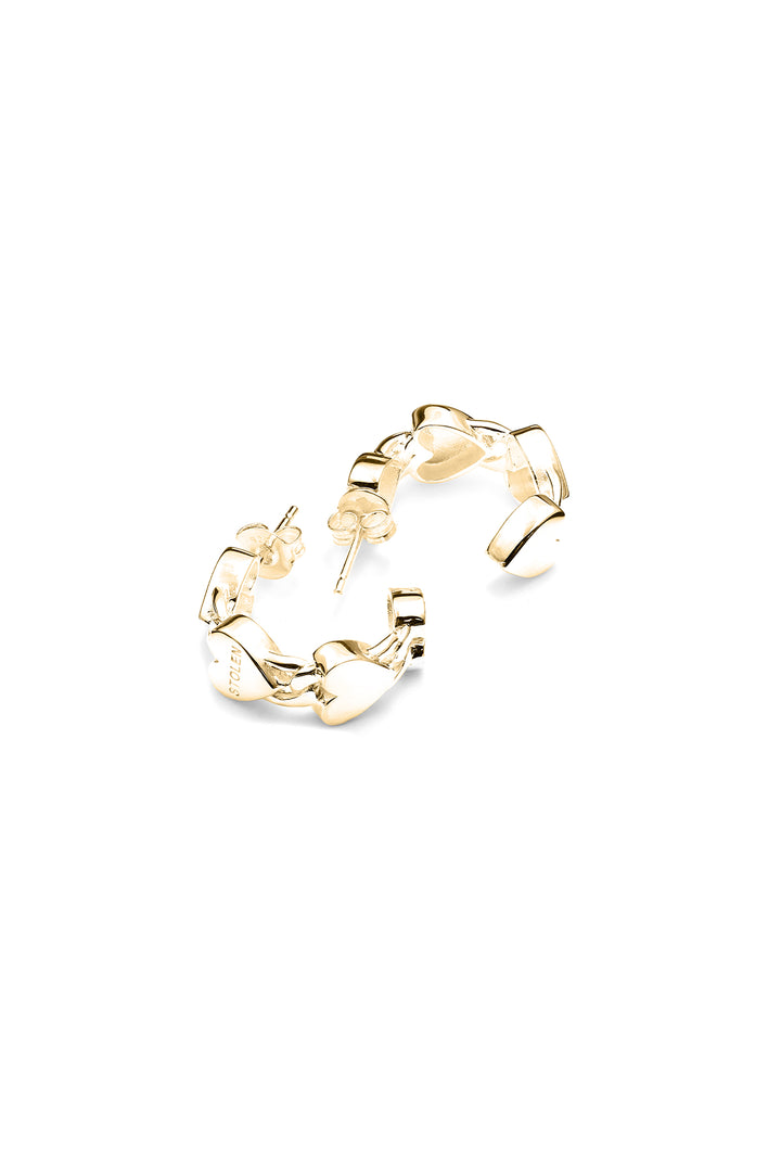 LOVE CHAIN HOOP EARRINGS GOLD PLATED