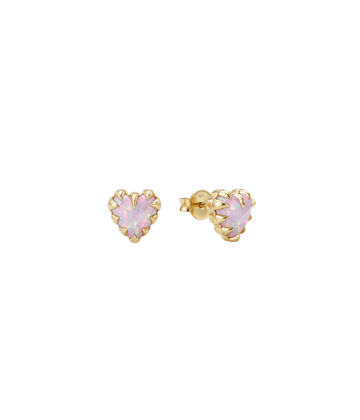 LOVE CLAW EARRINGS - PINK BELLO OPAL - 18K GOLD PLATED
