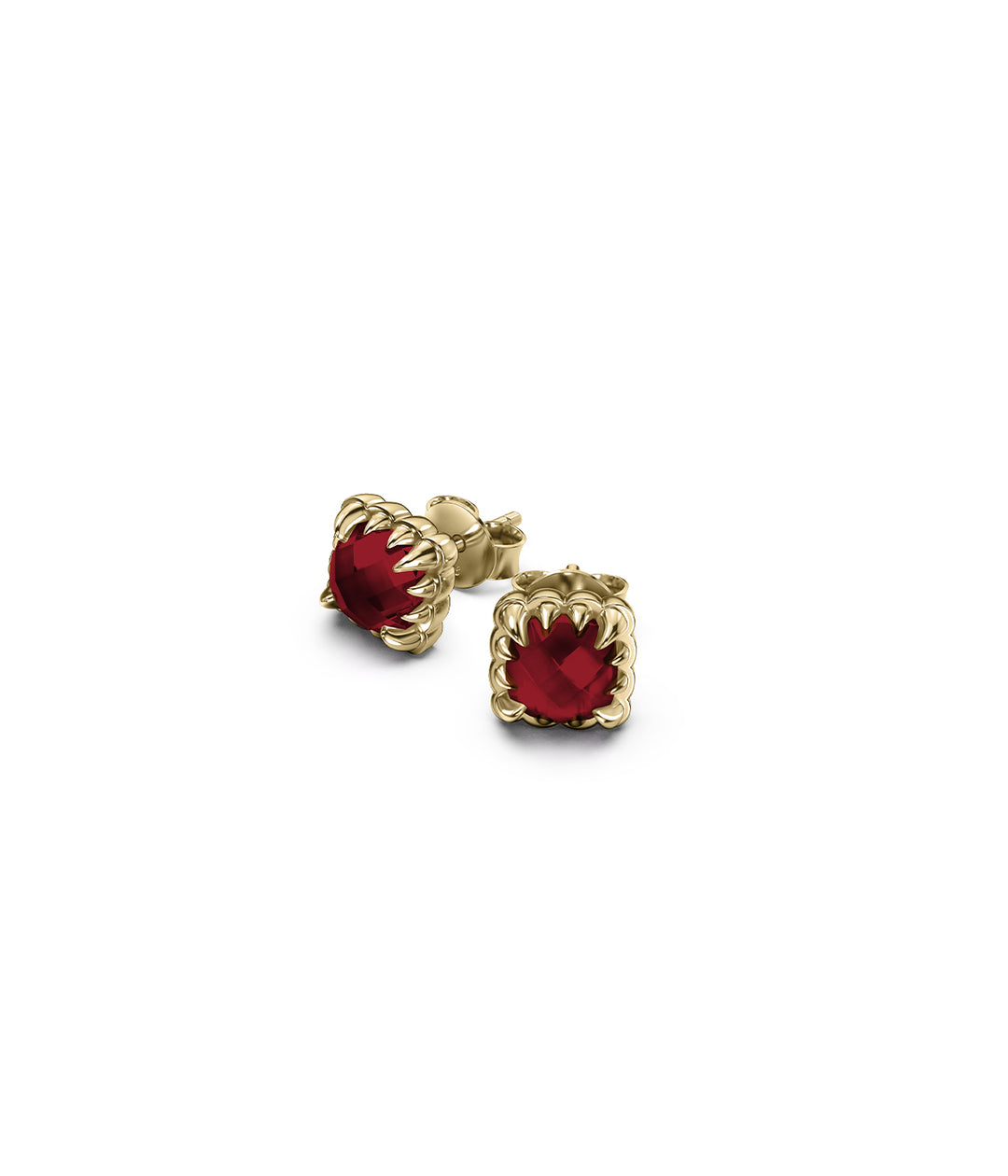 MINI CLAW STUDS GARNET - GOLD PLATED