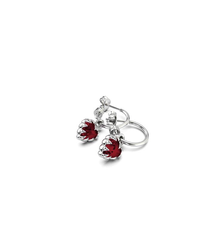 LOVE CLAW ANCHOR EARRINGS GARNET