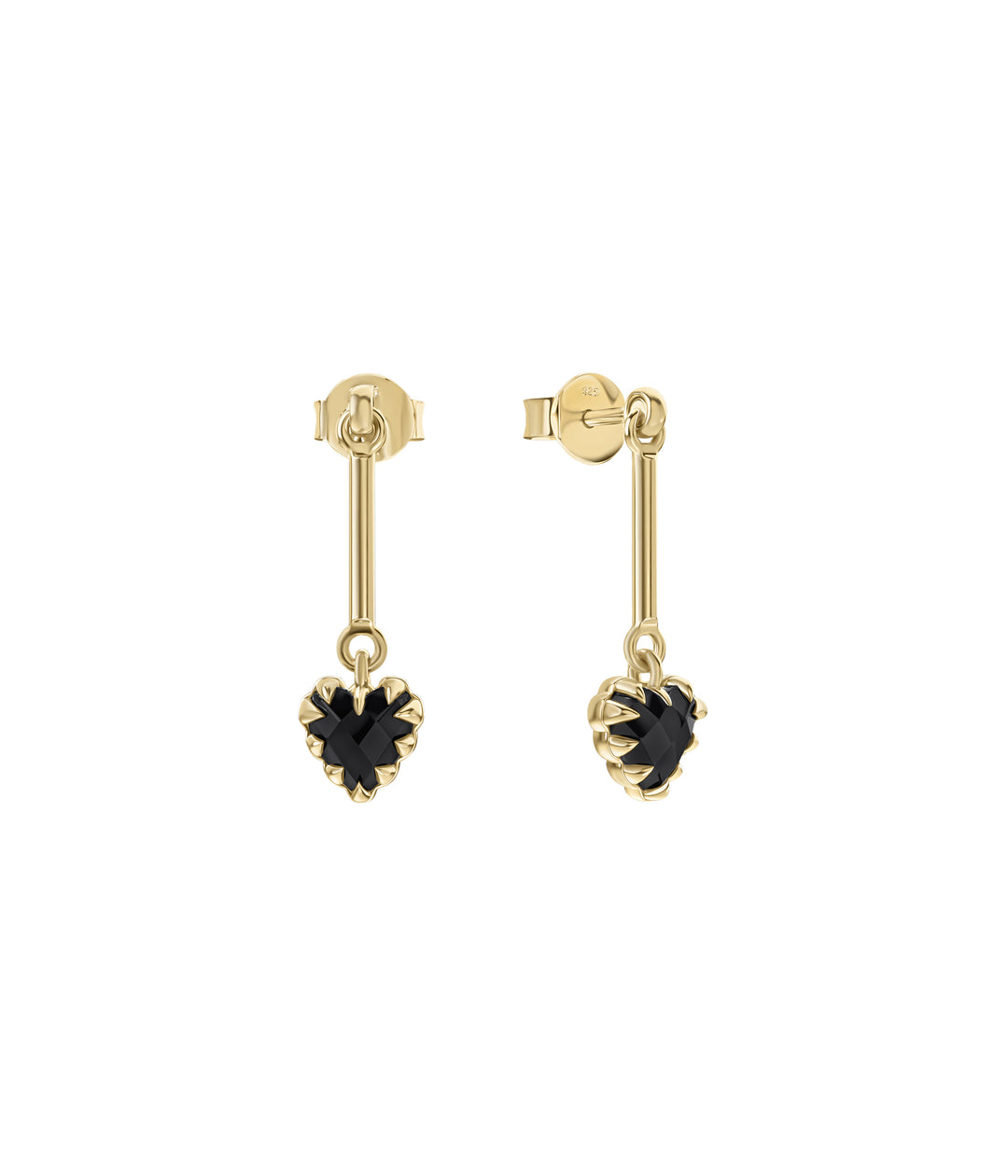 LOVE CLAW BAR EARRINGS - ONYX - 18K GOLD PLATED