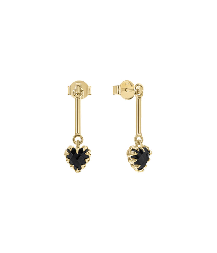 LOVE CLAW BAR EARRINGS - ONYX - 18K GOLD PLATED