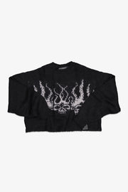 STREET SKULL CROPPED MOHAIR KNIT CREW