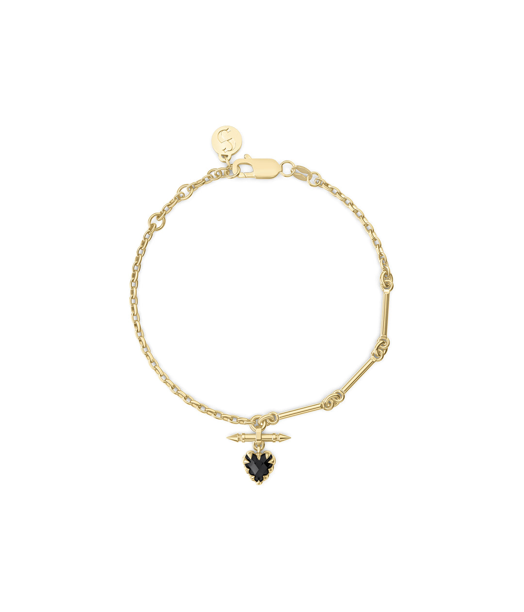LOVE CLAW FOB BRACELET - ONYX - 18K GOLD PLATED
