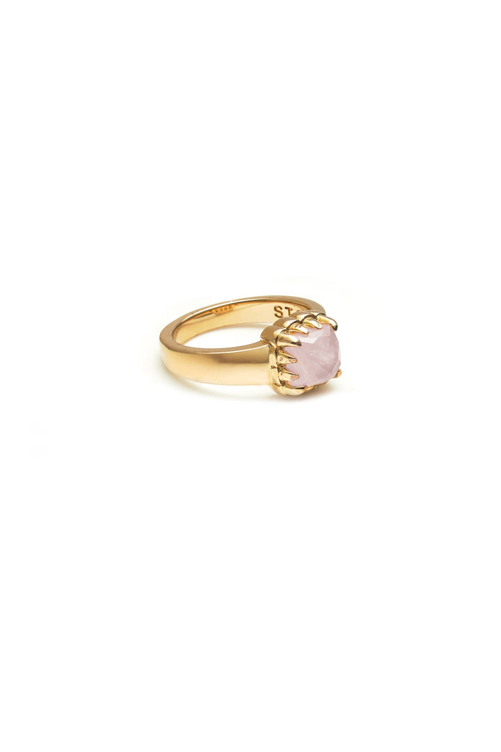 BABY CLAW RING ROSE QUARTZ 9K GOLD