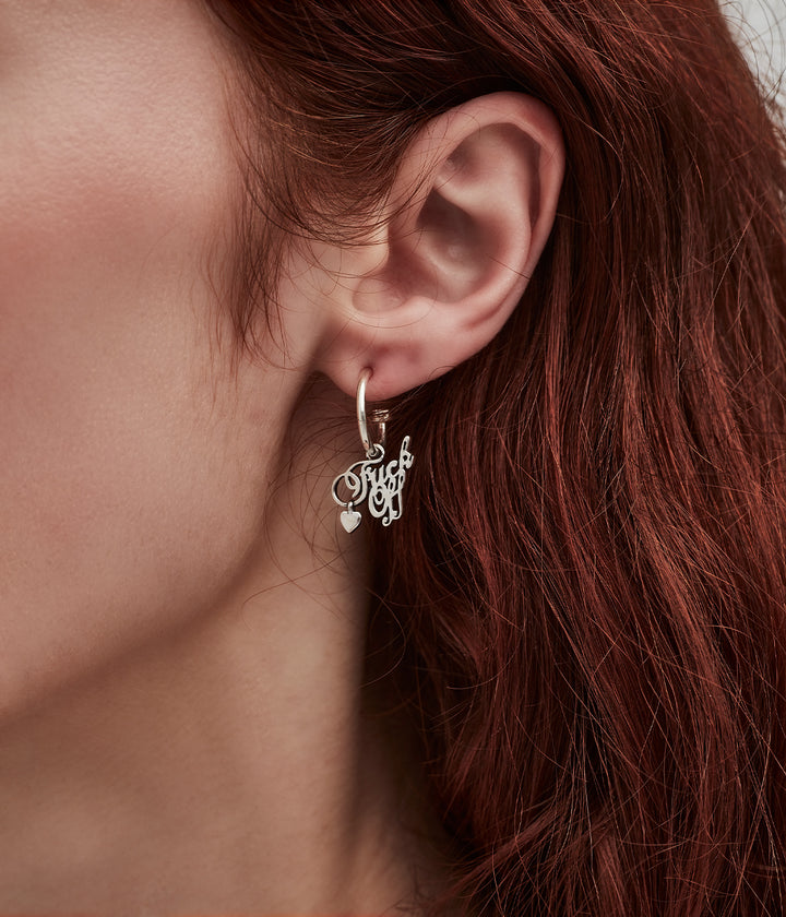 F*CK OFF SCRIPT ANCHOR EARRINGS