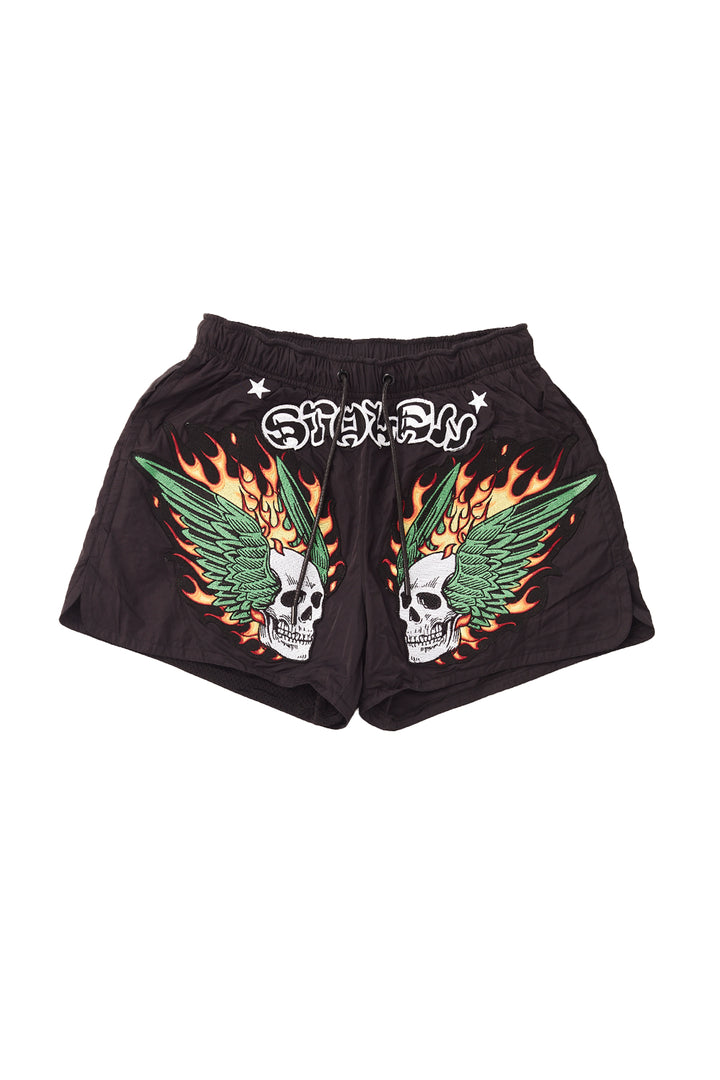 FLAMING SKULL SHORT