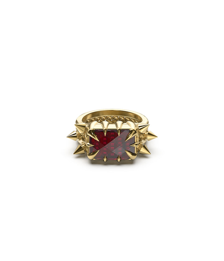 PRECIOUS PUNK COCKTAIL RING LAB-GROWN GARNET - 18K GOLD VERMEIL