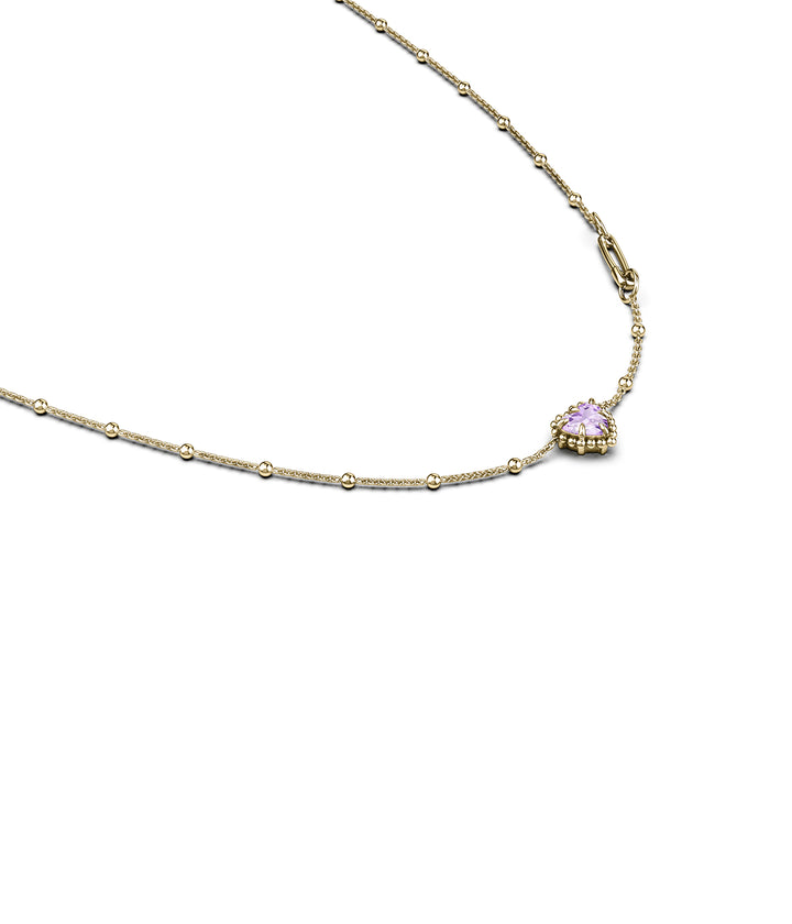 DAHLIA'S HEART NECKLACE - AMETHYST x GOLD PLATED