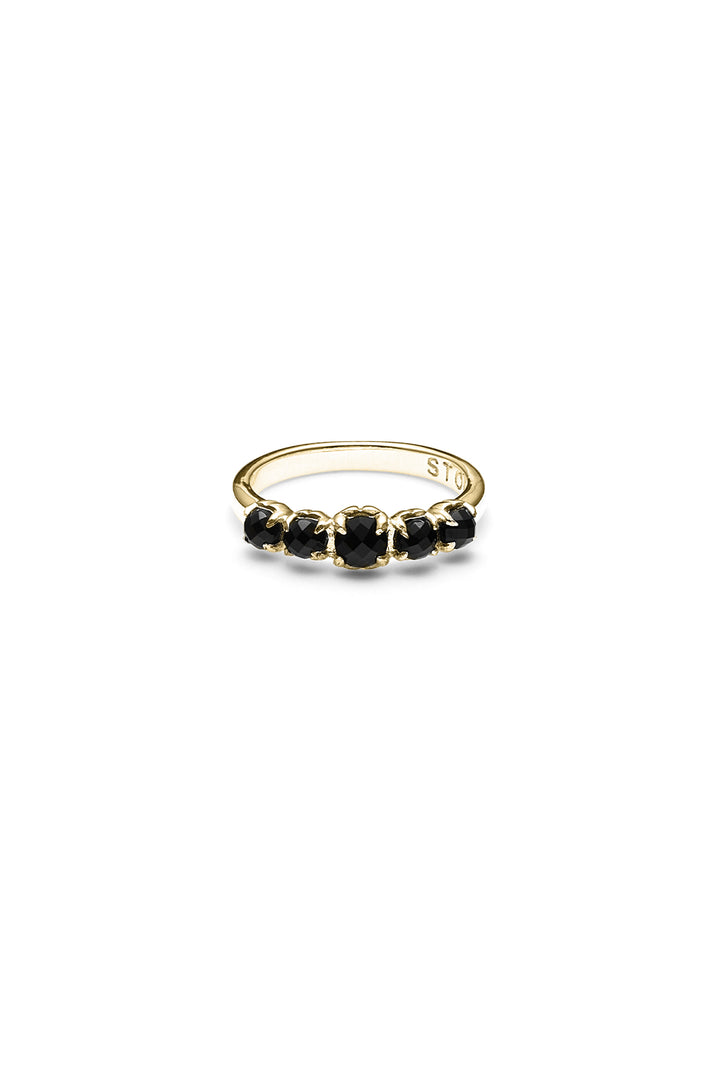 HALO CLUSTER RING - ONYX / GOLD PLATED