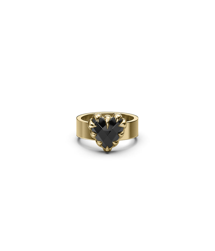 LOVE CLAW RING ONYX - GOLD VERMEIL