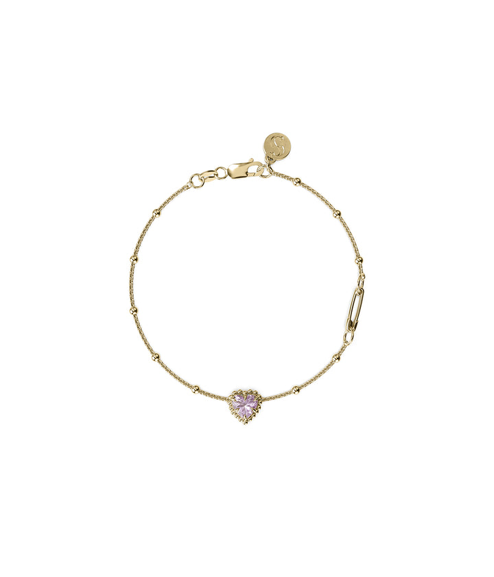 DAHLIA'S HEART BRACELET - AMETHYST x GOLD PLATED