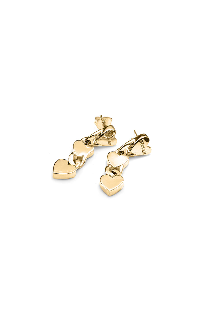 LOVE CHAIN DROP EARRINGS GOLD PLATED