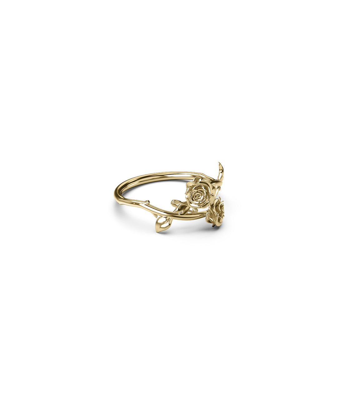 18k gold plated rose wrap ring three‑quarter angle on white background
