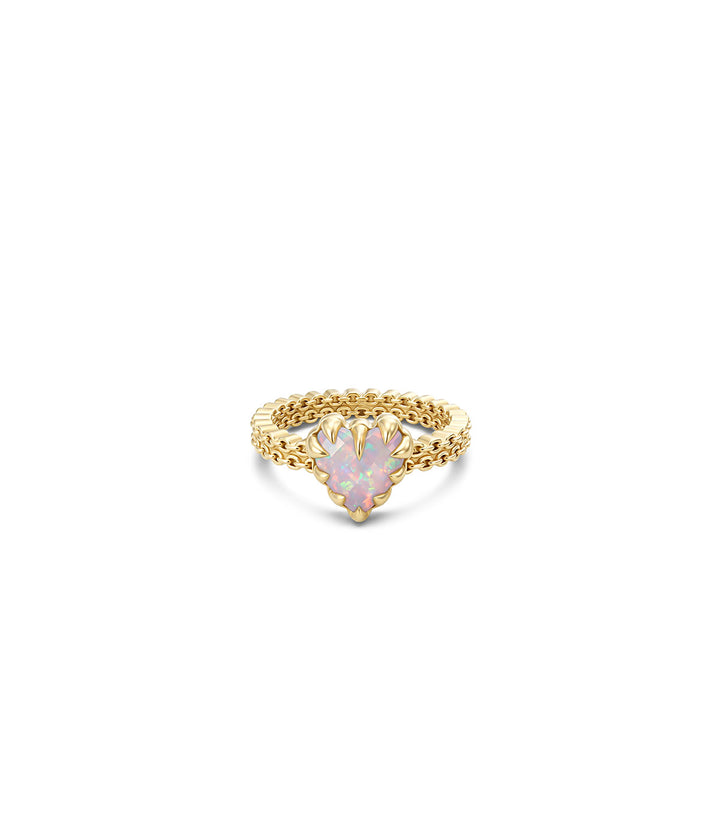 MINI LOVE CLAW RING - PINK BELLO OPAL - 18K GOLD VERMEIL