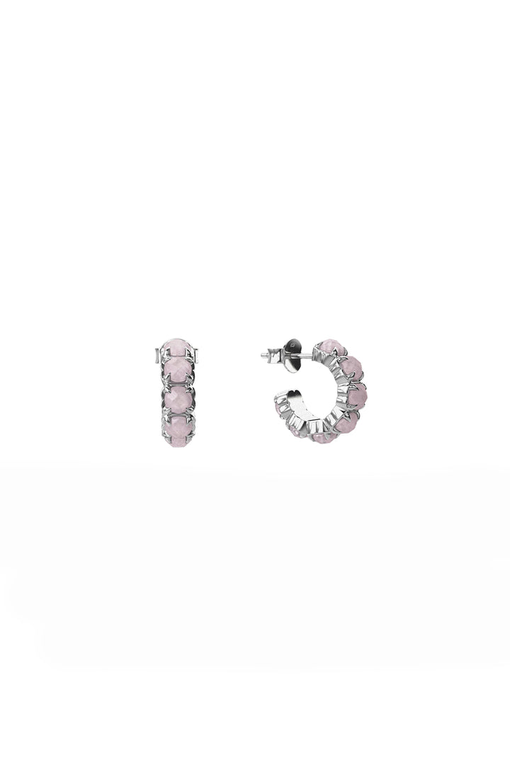HALO CLUSTER EARRINGS ROSE QUARTZ